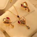 Elegant Unique Golden Heart Design Crystal Necklace Sets for Girls/Women